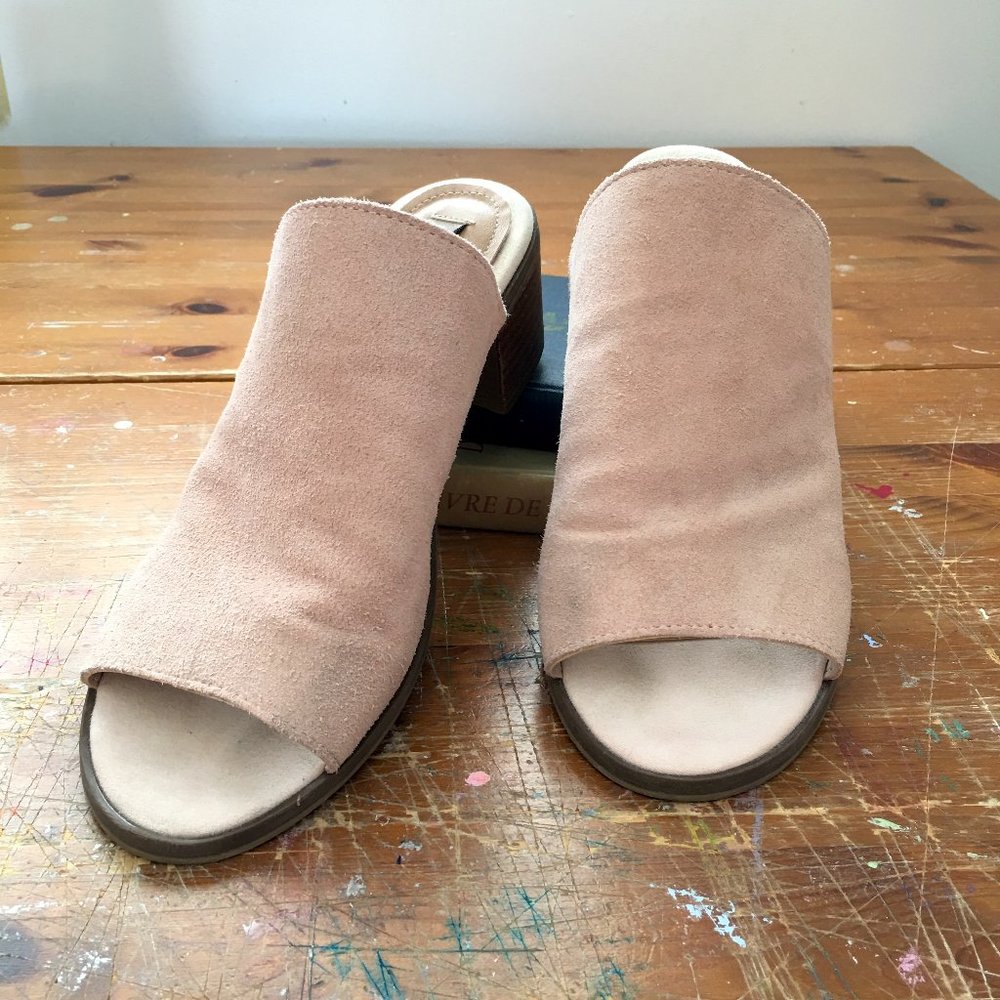 Steve Madden Women's Mules, Block Heel, Open Toe Pink Suede, Size 9.5